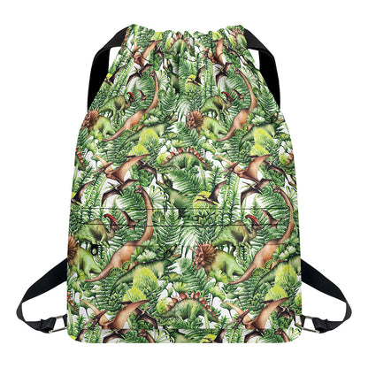 Dinosaur And Prehistoric Plants Print Drawstring Backpack