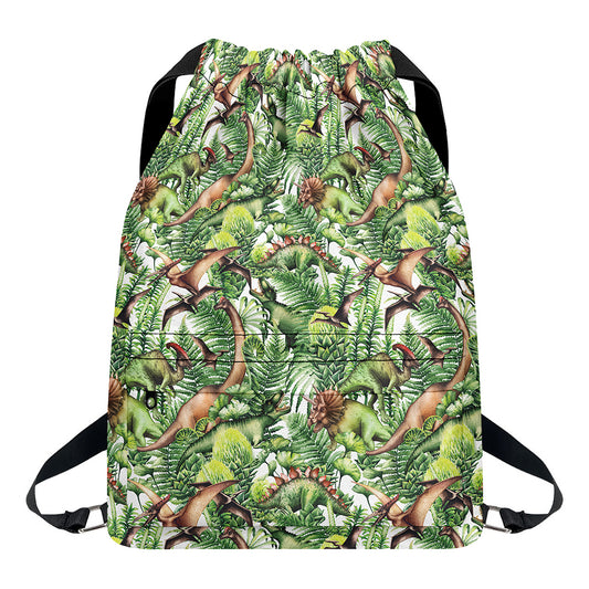 Dinosaur And Prehistoric Plants Print Drawstring Backpack
