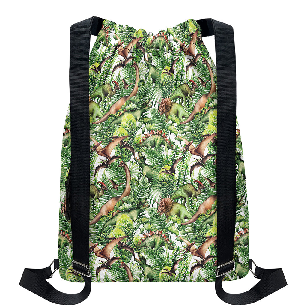 Dinosaur And Prehistoric Plants Print Drawstring Backpack