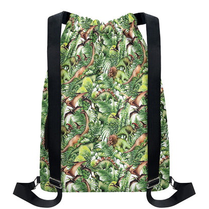 Dinosaur And Prehistoric Plants Print Drawstring Backpack