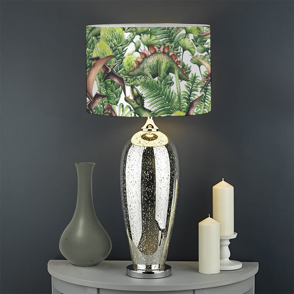 Dinosaur And Prehistoric Plants Print Drum Lamp Shade