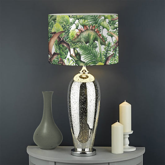 Dinosaur And Prehistoric Plants Print Drum Lamp Shade
