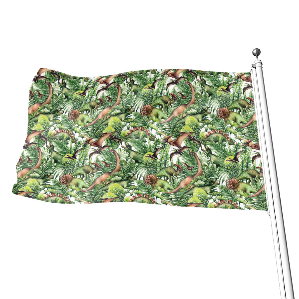Dinosaur And Prehistoric Plants Print Flag