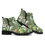 Dinosaur And Prehistoric Plants Print Flat Ankle Boots