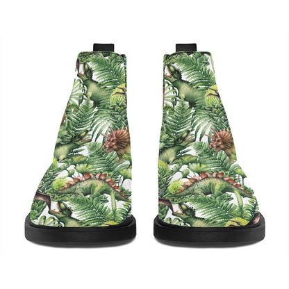 Dinosaur And Prehistoric Plants Print Flat Ankle Boots