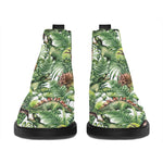 Dinosaur And Prehistoric Plants Print Flat Ankle Boots