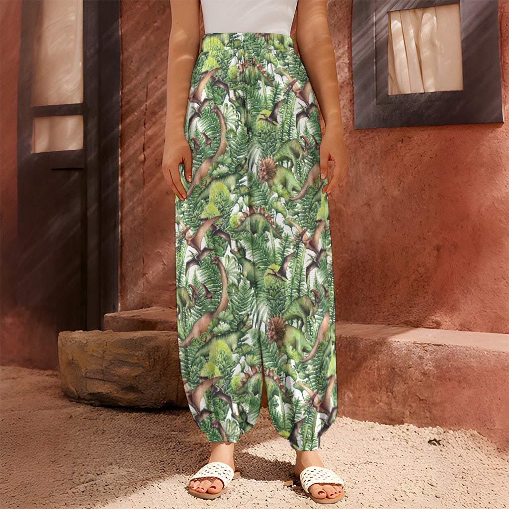 Dinosaur And Prehistoric Plants Print Harem Pants