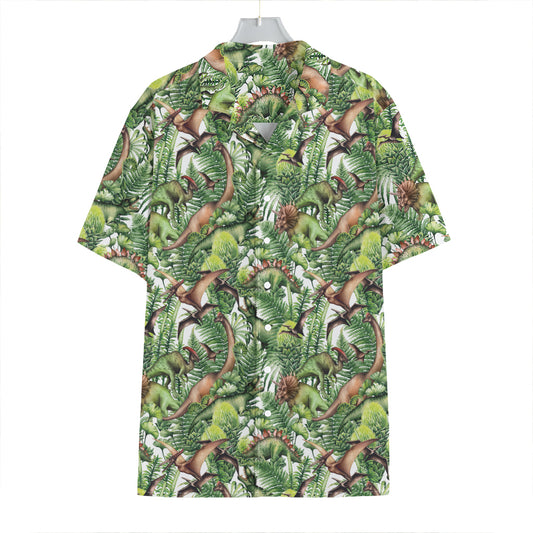 Dinosaur And Prehistoric Plants Print Hawaiian Shirt