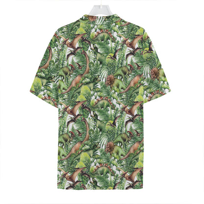 Dinosaur And Prehistoric Plants Print Hawaiian Shirt