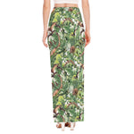 Dinosaur And Prehistoric Plants Print High Slit Maxi Skirt