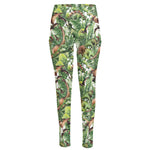 Dinosaur And Prehistoric Plants Print High-Waisted Pocket Leggings