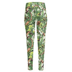 Dinosaur And Prehistoric Plants Print High-Waisted Pocket Leggings