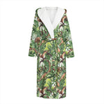 Dinosaur And Prehistoric Plants Print Hooded Bathrobe