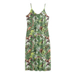 Dinosaur And Prehistoric Plants Print Jersey Midi Cami Dress