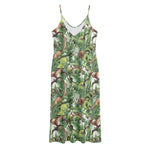 Dinosaur And Prehistoric Plants Print Jersey Midi Cami Dress