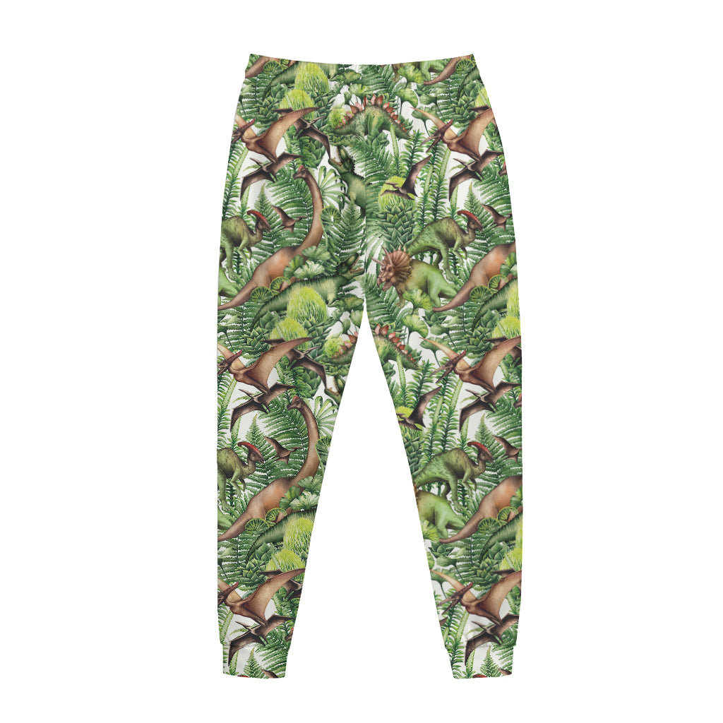 Dinosaur And Prehistoric Plants Print Jogger Pants