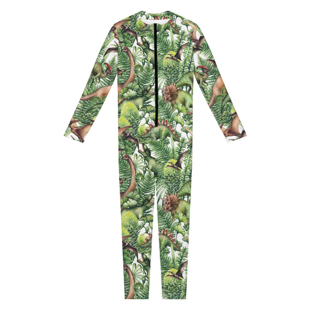 Dinosaur And Prehistoric Plants Print Jumpsuit