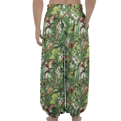 Dinosaur And Prehistoric Plants Print Lantern Pants