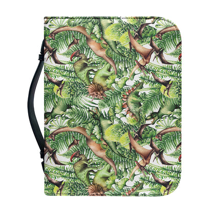 Dinosaur And Prehistoric Plants Print Leather Bible Cover
