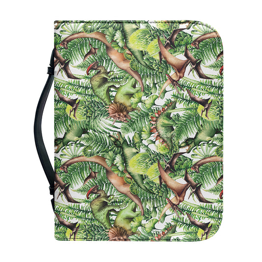Dinosaur And Prehistoric Plants Print Leather Bible Cover