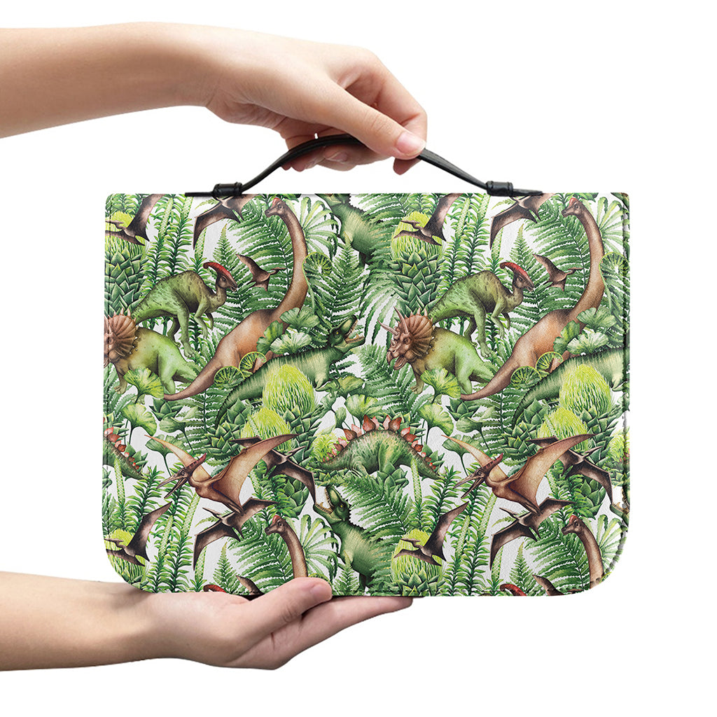Dinosaur And Prehistoric Plants Print Leather Bible Cover
