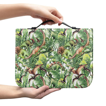 Dinosaur And Prehistoric Plants Print Leather Bible Cover