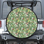Dinosaur And Prehistoric Plants Print Leather Spare Tire Cover
