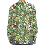 Dinosaur And Prehistoric Plants Print Long Sleeve Baseball Jersey