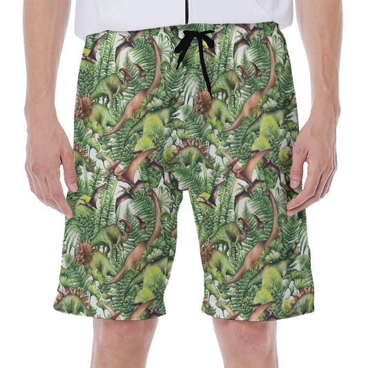 Dinosaur And Prehistoric Plants Print Men's Beach Shorts