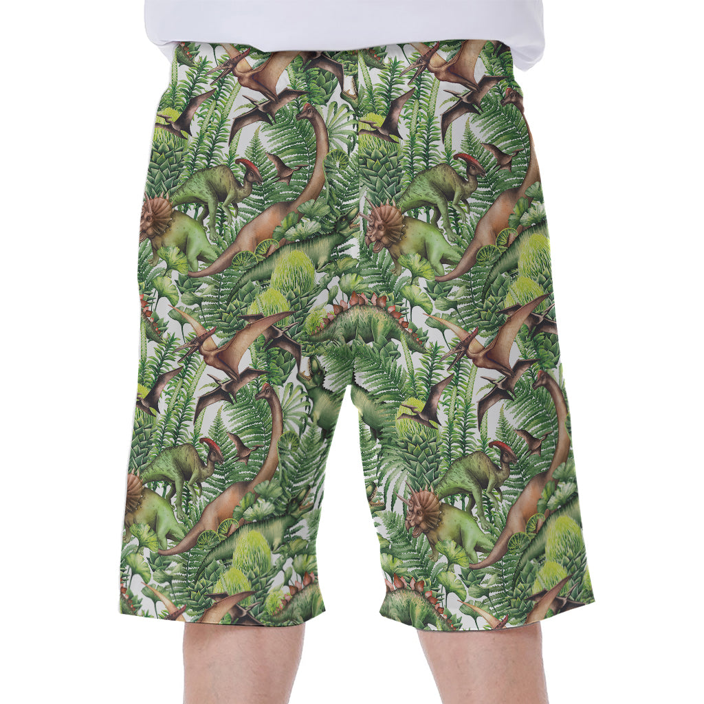 Dinosaur And Prehistoric Plants Print Men's Beach Shorts