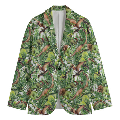 Dinosaur And Prehistoric Plants Print Men's Blazer