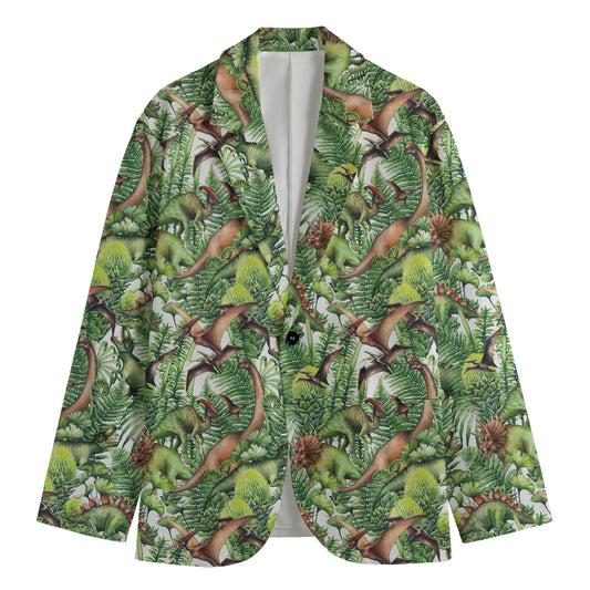 Dinosaur And Prehistoric Plants Print Men's Blazer