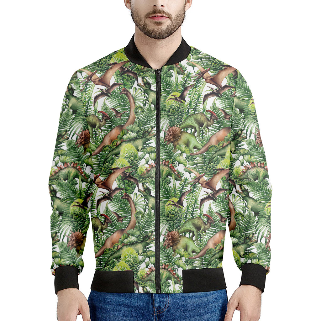 Dinosaur And Prehistoric Plants Print Men's Bomber Jacket