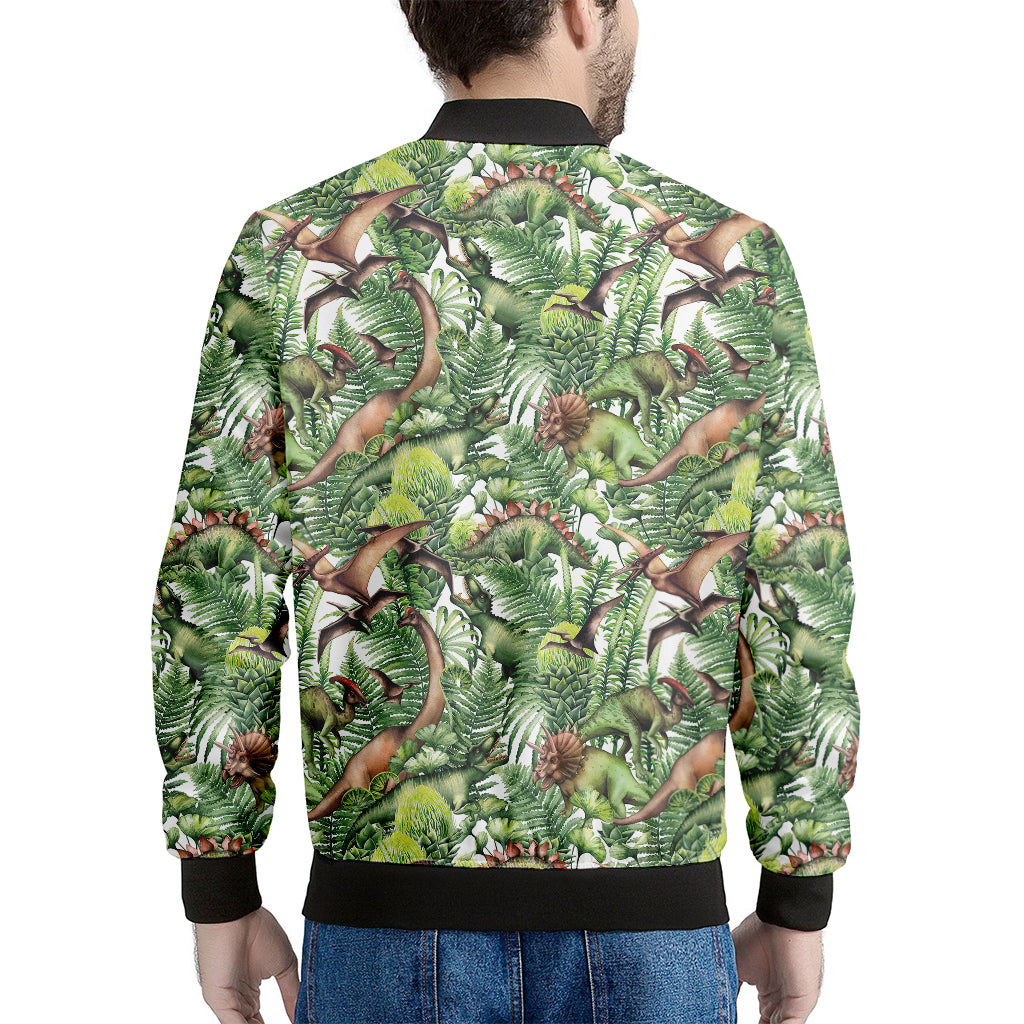 Dinosaur And Prehistoric Plants Print Men's Bomber Jacket