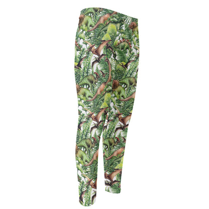 Dinosaur And Prehistoric Plants Print Men's Compression Pants