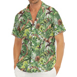 Dinosaur And Prehistoric Plants Print Men's Deep V-Neck Shirt