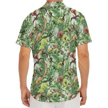 Dinosaur And Prehistoric Plants Print Men's Deep V-Neck Shirt