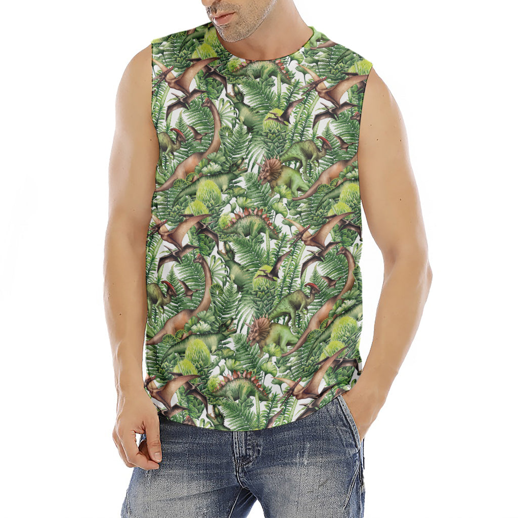 Dinosaur And Prehistoric Plants Print Men's Fitness Tank Top