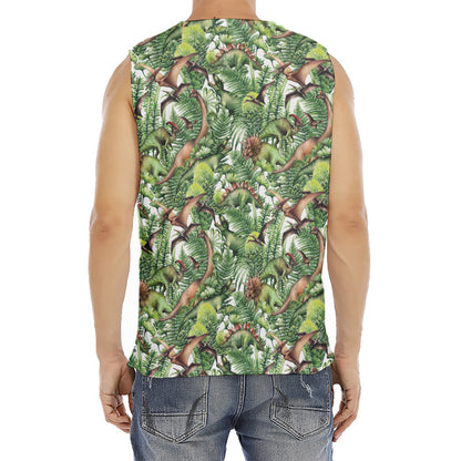 Dinosaur And Prehistoric Plants Print Men's Fitness Tank Top