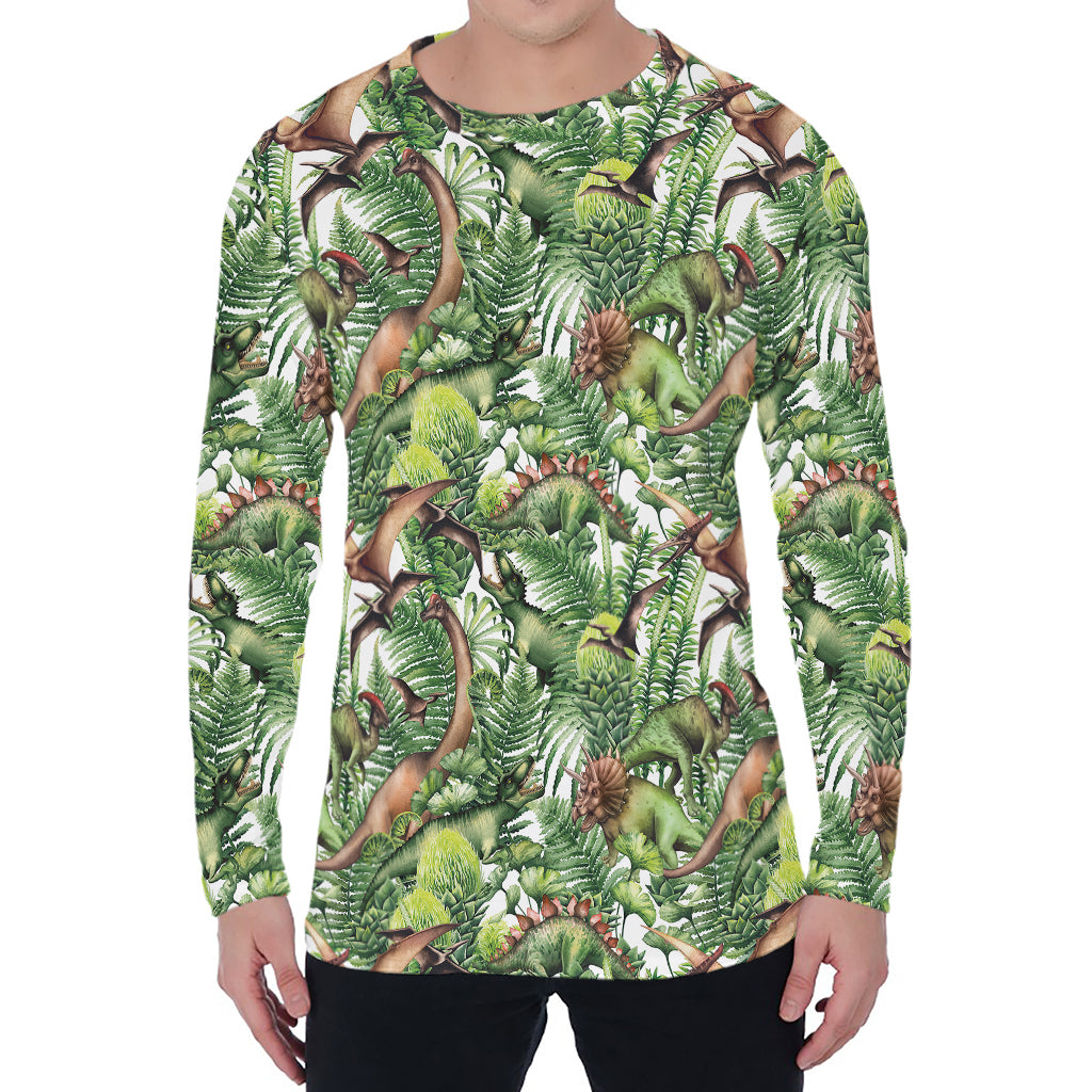 Dinosaur And Prehistoric Plants Print Men's Long Sleeve T-Shirt
