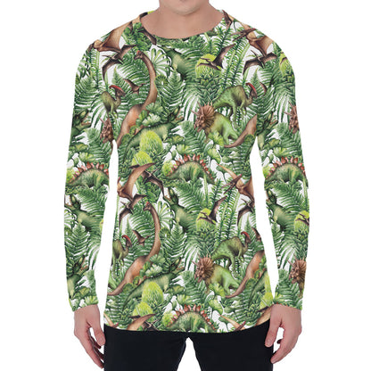 Dinosaur And Prehistoric Plants Print Men's Long Sleeve T-Shirt