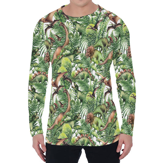 Dinosaur And Prehistoric Plants Print Men's Long Sleeve T-Shirt