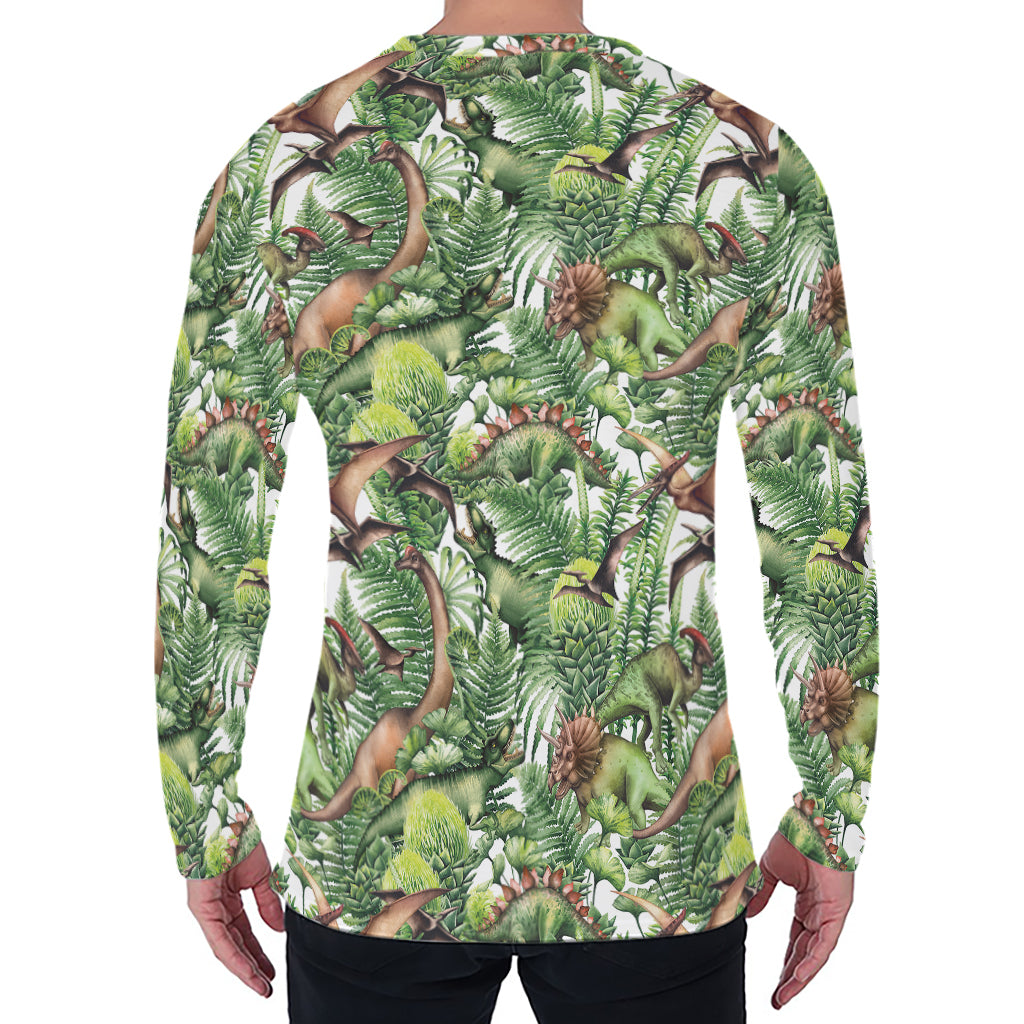 Dinosaur And Prehistoric Plants Print Men's Long Sleeve T-Shirt