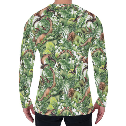 Dinosaur And Prehistoric Plants Print Men's Long Sleeve T-Shirt