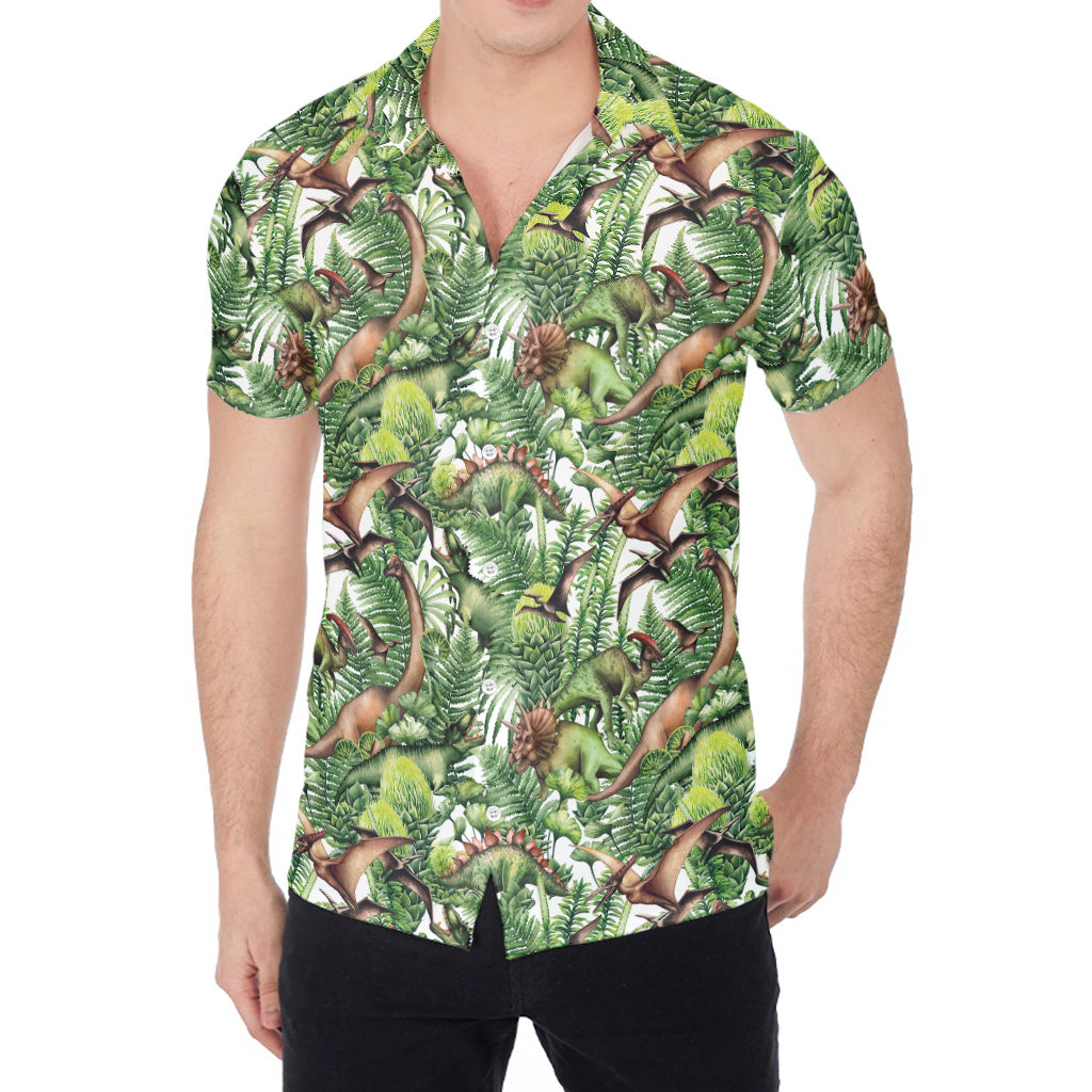 Dinosaur And Prehistoric Plants Print Men's Shirt