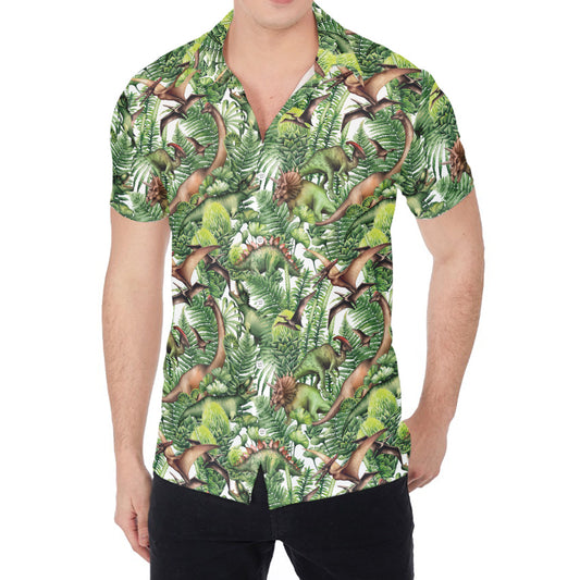 Dinosaur And Prehistoric Plants Print Men's Shirt