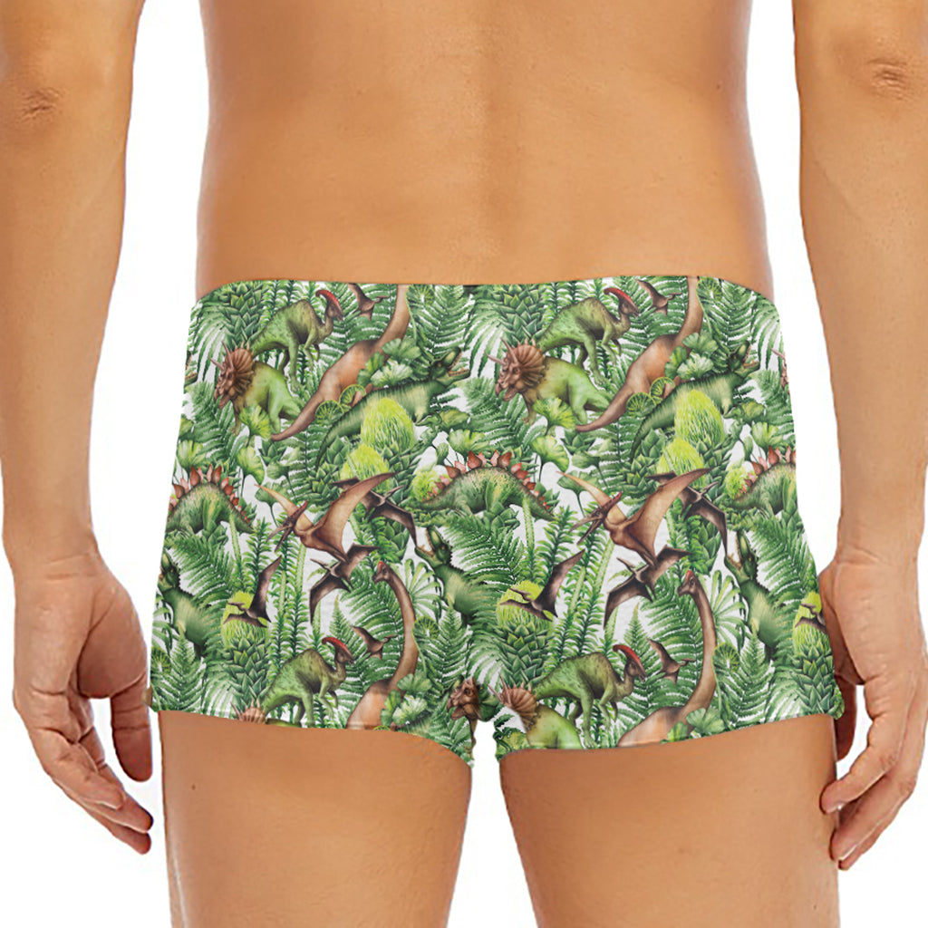 Dinosaur And Prehistoric Plants Print Men's Short Boxer Briefs
