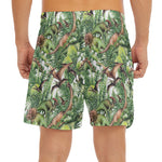 Dinosaur And Prehistoric Plants Print Men's Split Running Shorts