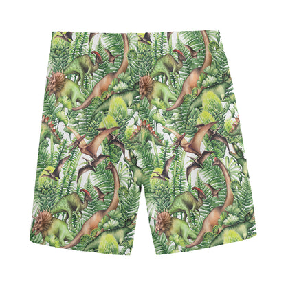 Dinosaur And Prehistoric Plants Print Men's Sports Shorts