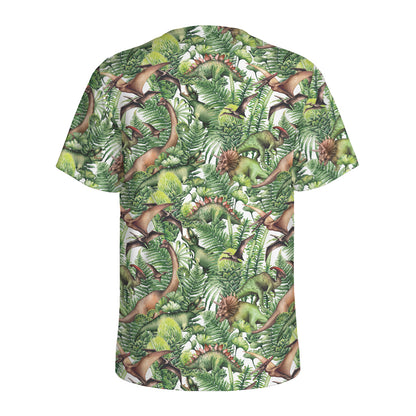 Dinosaur And Prehistoric Plants Print Men's Sports T-Shirt